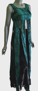 Zeige Bild Samt Longtop Zipfel Überkleid grün Pixie Gothic Boho Gr.34-38 3