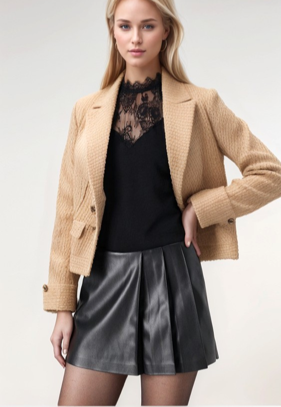 Only Damen Rock Shorty ONLAMILI MW Faux Leather Skort Gr.L