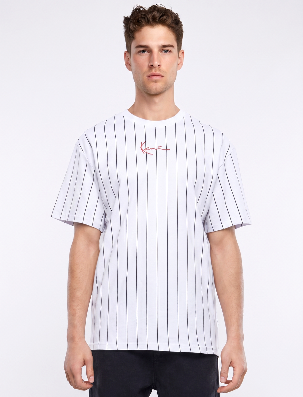 Karl Kani signature pinstripe Shirt weiss Gr. XL