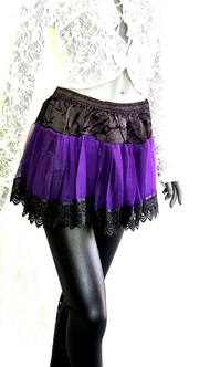 Minirock Tüllrock Spitze Gothic Punk Rock Dark  lila Überrock Gr. 34-40 freesize
