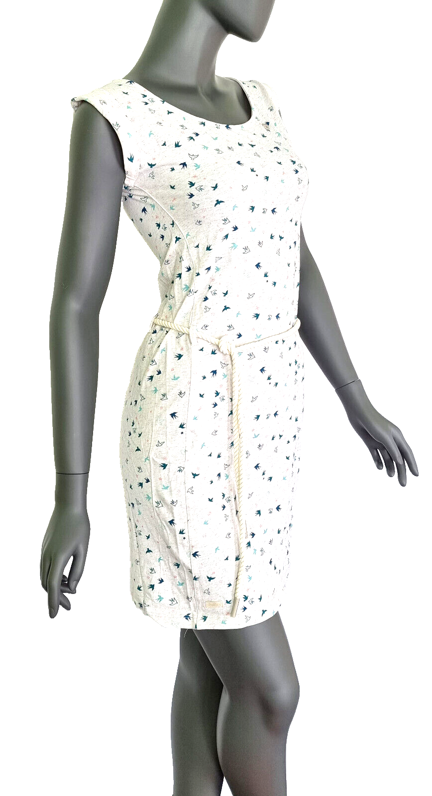 Ragwear Tammi Birds Sommerkleid mit Gürtel wollweiss melange Gr.XS,S,M