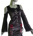 Zeige Bild Samtshirt Schnürung Spitzenärmel off shoulder Gothic Gr. 38/40 kl.42 4