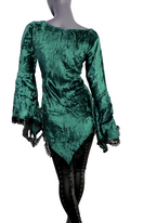 Zeige Bild Samttunika  Gothic Pixie Punk Medieval Witch Vokuhila grün Gr.34-38 2