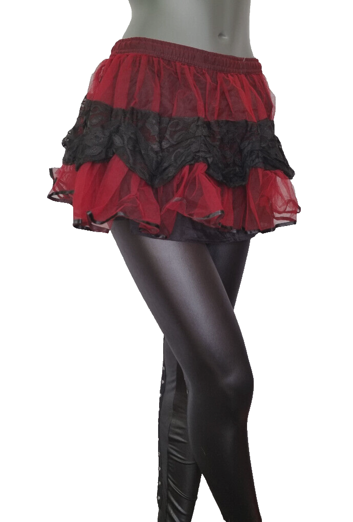 Minirock Tüllrock Spitze Gothic Punk Rock Dark bordeaux 38-42