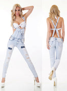 Zeige Bild REALTY Sexy Latzjeans Overall Nieten Risse Gr.32-42 2