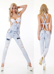 REALTY Sexy Latzjeans Overall Nieten Risse Gr.32-42