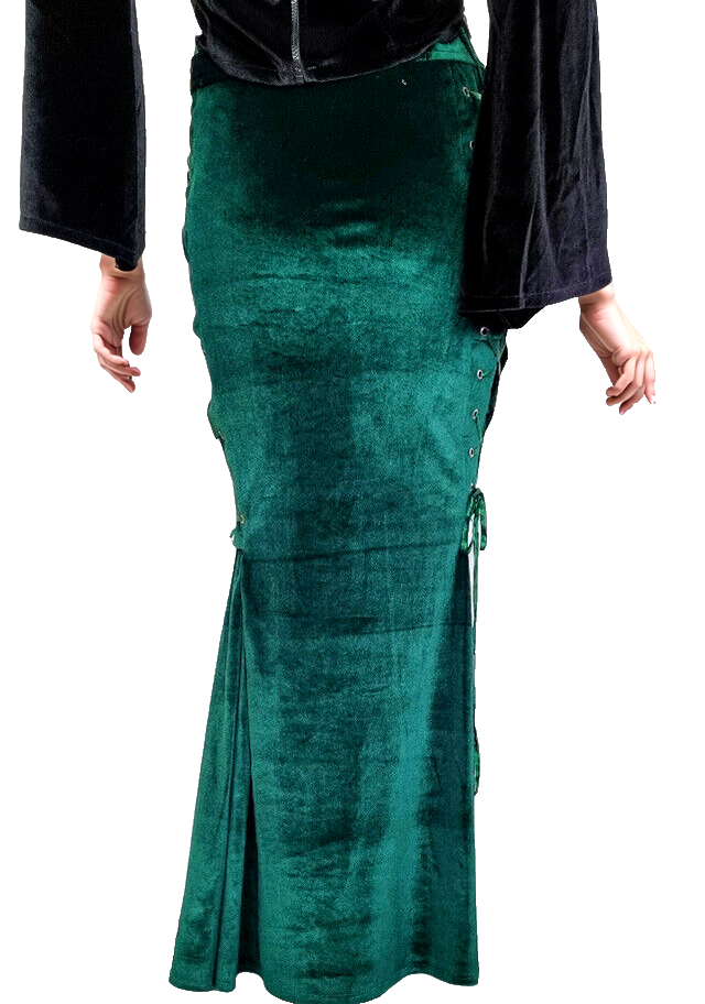 Bäres Maxirock Corsagenrock Samt victorian gothic Mermaid grün Gr.34/36