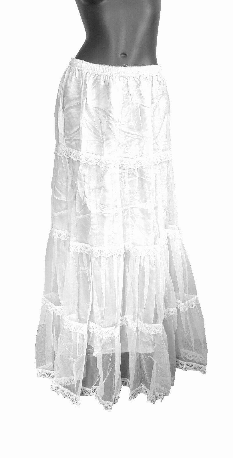 Bäres Maxirock  gothic punk pixie weiss Tüllrock Spitze Boho Gr.36-40