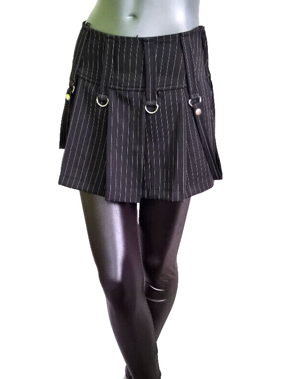 Bäres Pinstripe Faltenrock Punk Gothic Steam Gr.34/36