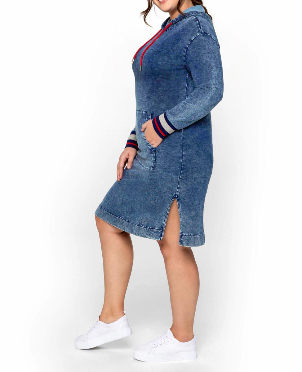 Sheego Sweatkleid Longsleeve Hoodie Jeans Vintage Look Gr.50