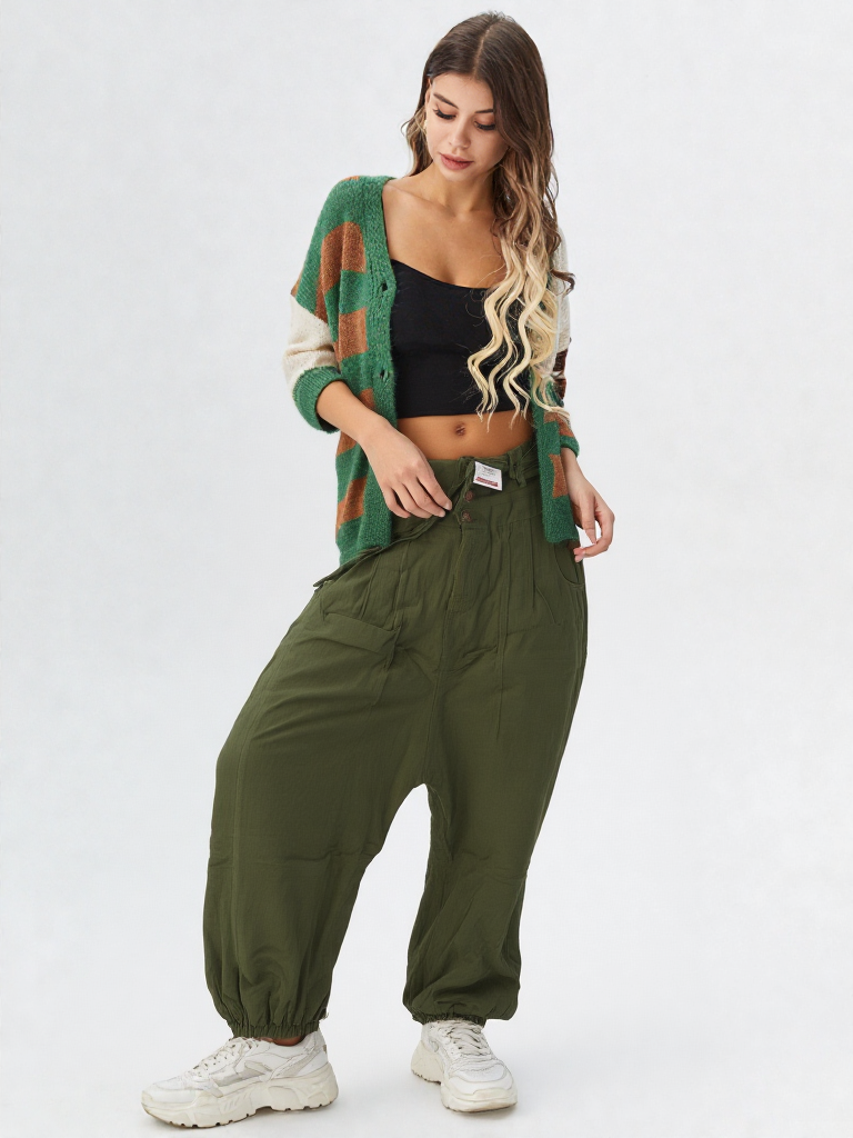 Haremshose Pumphose Aladinhose Pluderhose Yoga Goa Sarouel Baggy braun 40/42