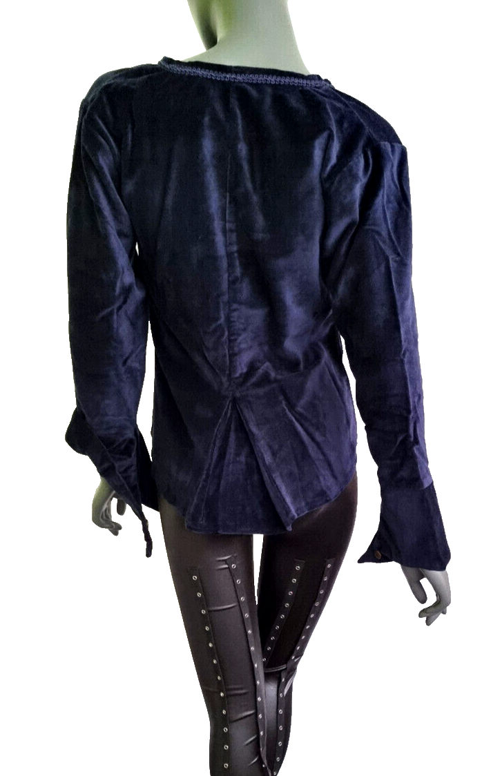 Bäres Blazer Schnürjacke Edwardian Gothic blau Samtjacke Zipfelärmel Gr. 36-40