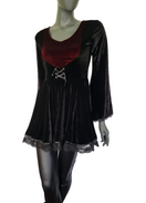 Zeige Bild SamtTunika  Gothic Minikleid Witch Medieval schwarz bordeaux Larp Gr.34-38 3