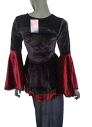 Zeige Bild SamtTunika  Gothic  Witch Medieval Victorian schwarz-rot Larp Gr.34-38 3