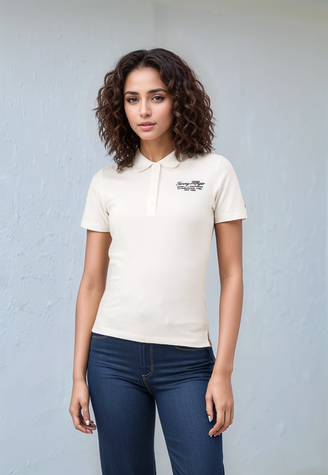 Tommy Hilfiger SLIM SCRIPT GRAPHIC - Poloshirt ancient white XL 38-40