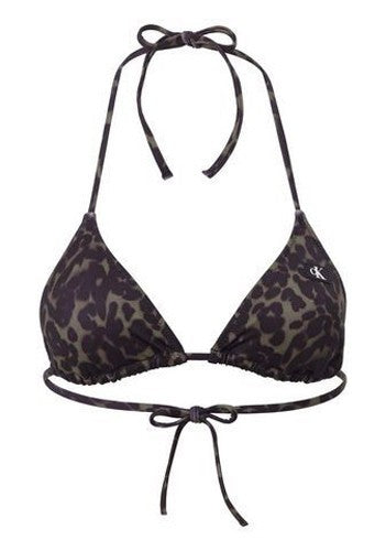 Calvin Klein Bikinioberteil Triangel Leopard schwarz oliv push up Gr.XS  Cup A/B