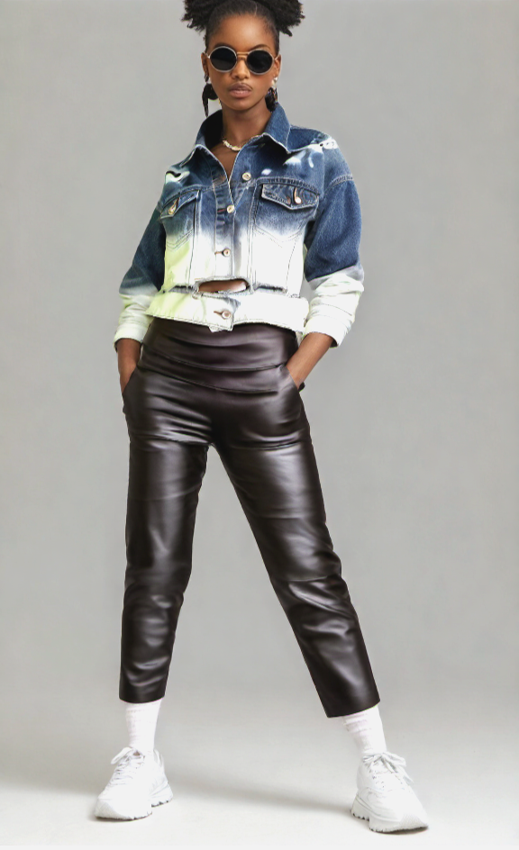 Jeansjacke cropped Boyfriend used destroyed dip dye Gr. 38-40