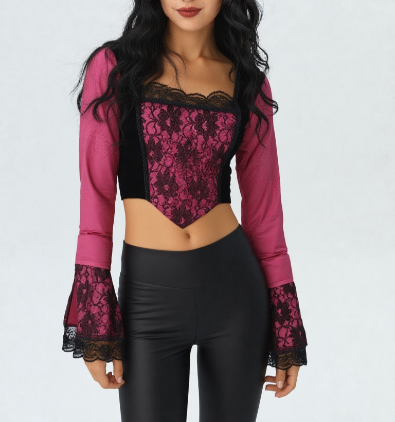 Miedertop Samt Spitze Gothic victorian barock bordeaux Gr. 34-38