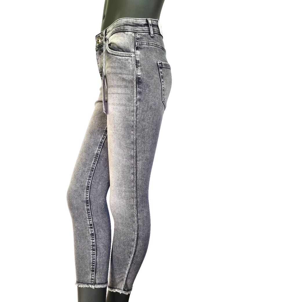 Only Blush Skinny Fit Jeans used Look 7/8 tel Glitzer Seitenstreifen Gr.S 32-34