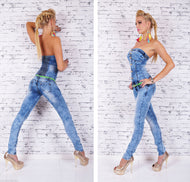 G-SMACK Stretch- Jeansoverall + Gürtel + Träger Gr.32-40