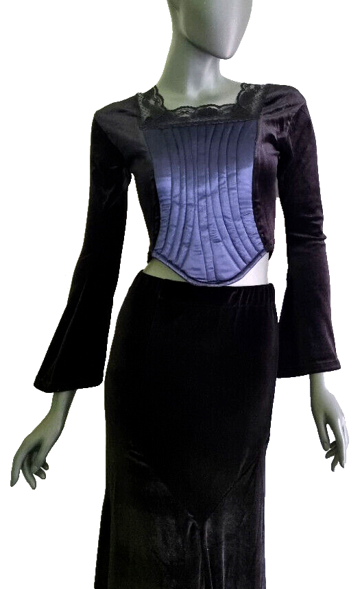 Corsagentop Gothic Punk Medieval Victorian blau Gr. 36/38