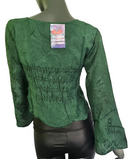 Zeige Bild Kurz-Bluse Boho Hippie Ethno tannengrün vintage Gr.34-38 freesize 3