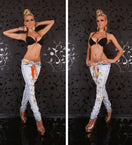 Zeige Bild Simply Chic Stretch-Röhrenjeans Gürteltuch Risse Goldglam  Low Cut Gr. 34-38 4