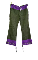 Zeige Bild Leinenhose Nepal Boho Hippie Ethno oliv lila Einzelstück Gr.36-38 2