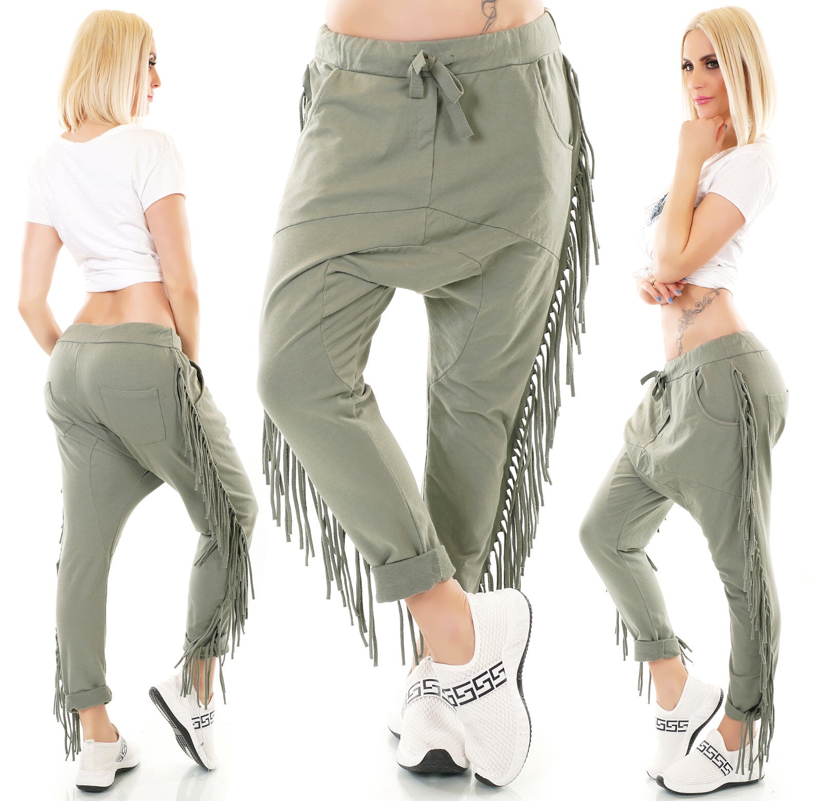 New Collection JogPants Boho Freizeithose Fransen 34-38