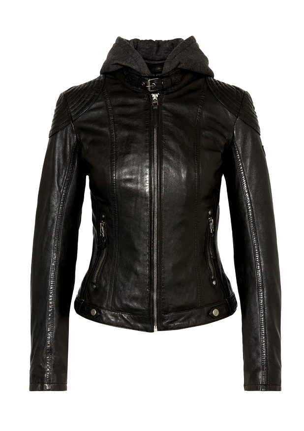 Gipsy Mauritius Lederjacke mit Sweat Hoodie Bikerjacke schwarz Gr. S/34