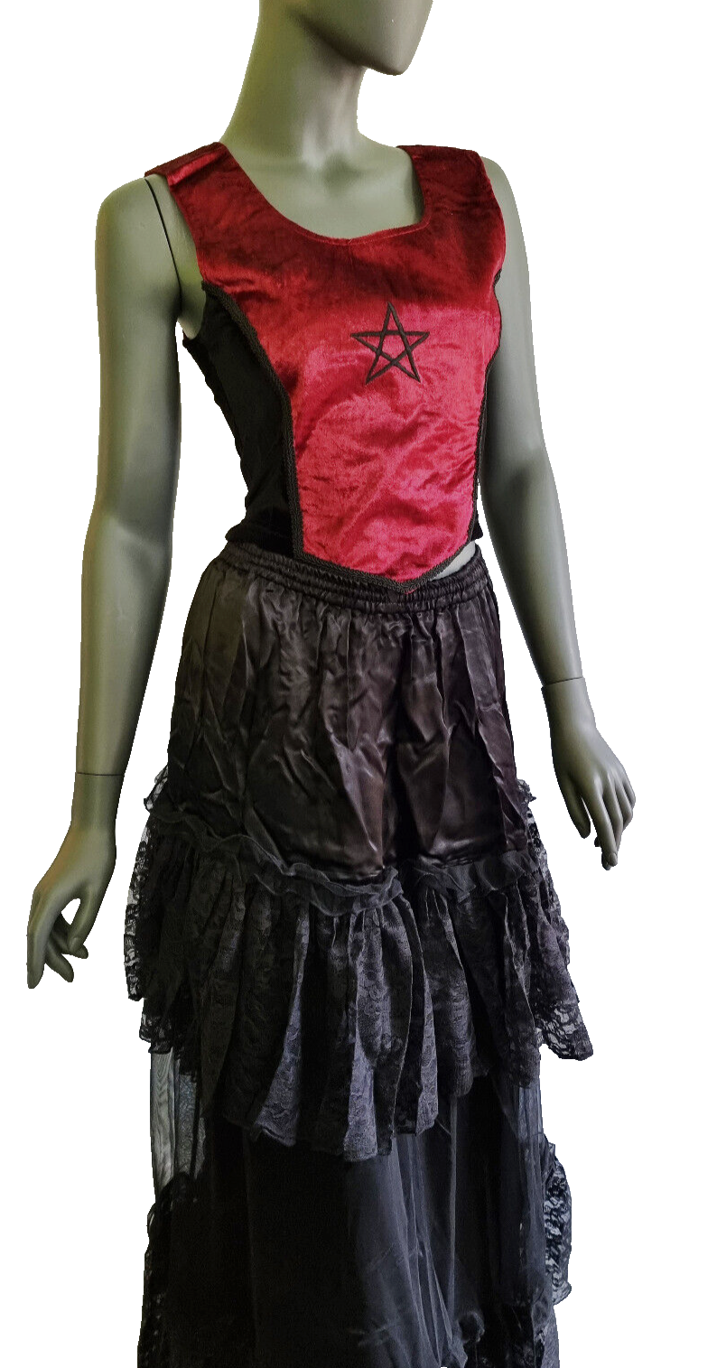Corsagentop Samt Pentagramm Gothic Punk Medieval Witch schwarz Gr.34