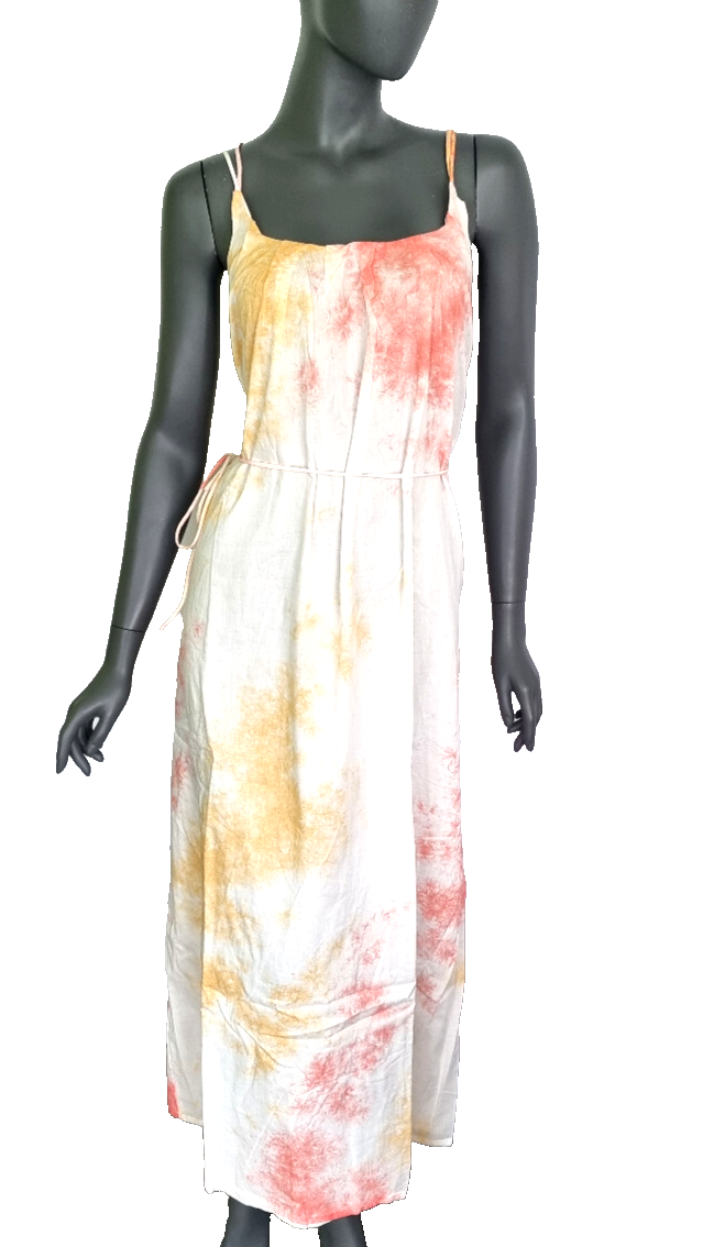 Mustang Style Fibi Maxikleid Batik lässig weiss lachs gelb Gr.40