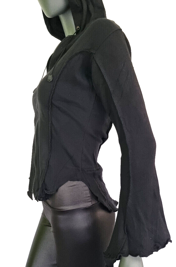 Gugel Shirtjacke Goa Ethno Boho Medieval Hippie schwarz Gr.S/M