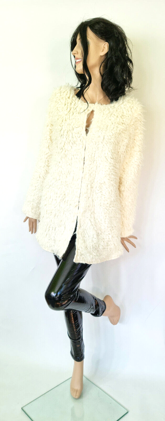 Flauschmantel Soft Übergangsjacke cremeweiss Gr.34-36