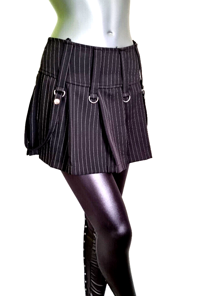 Bäres Pinstripe Faltenrock Punk Gothic Steam Gr.34/36