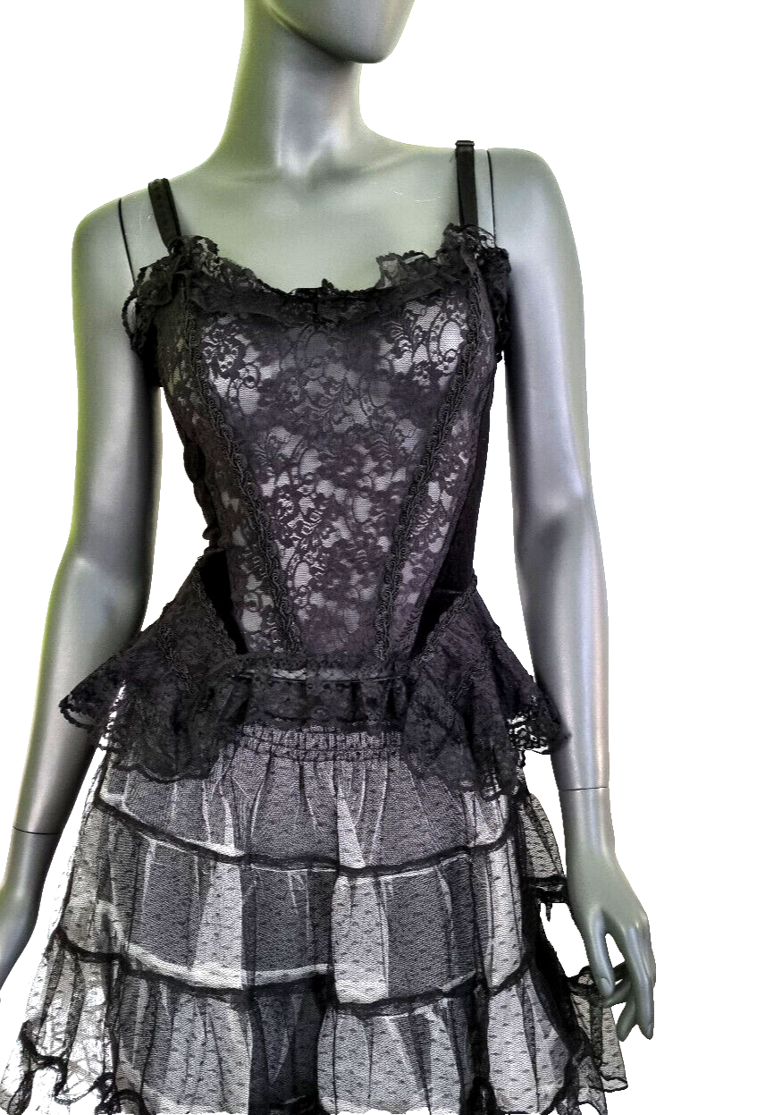 Bäres Stäbchen Corsagentop Spitze Gothic Punk Victorian  transparent Gr.36/38
