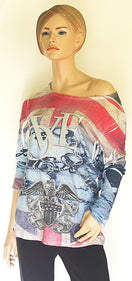 Zeige Bild LUNA Italy Union Jack Oversize Vintage  Shirt mit Nieten Gr.34-38 2