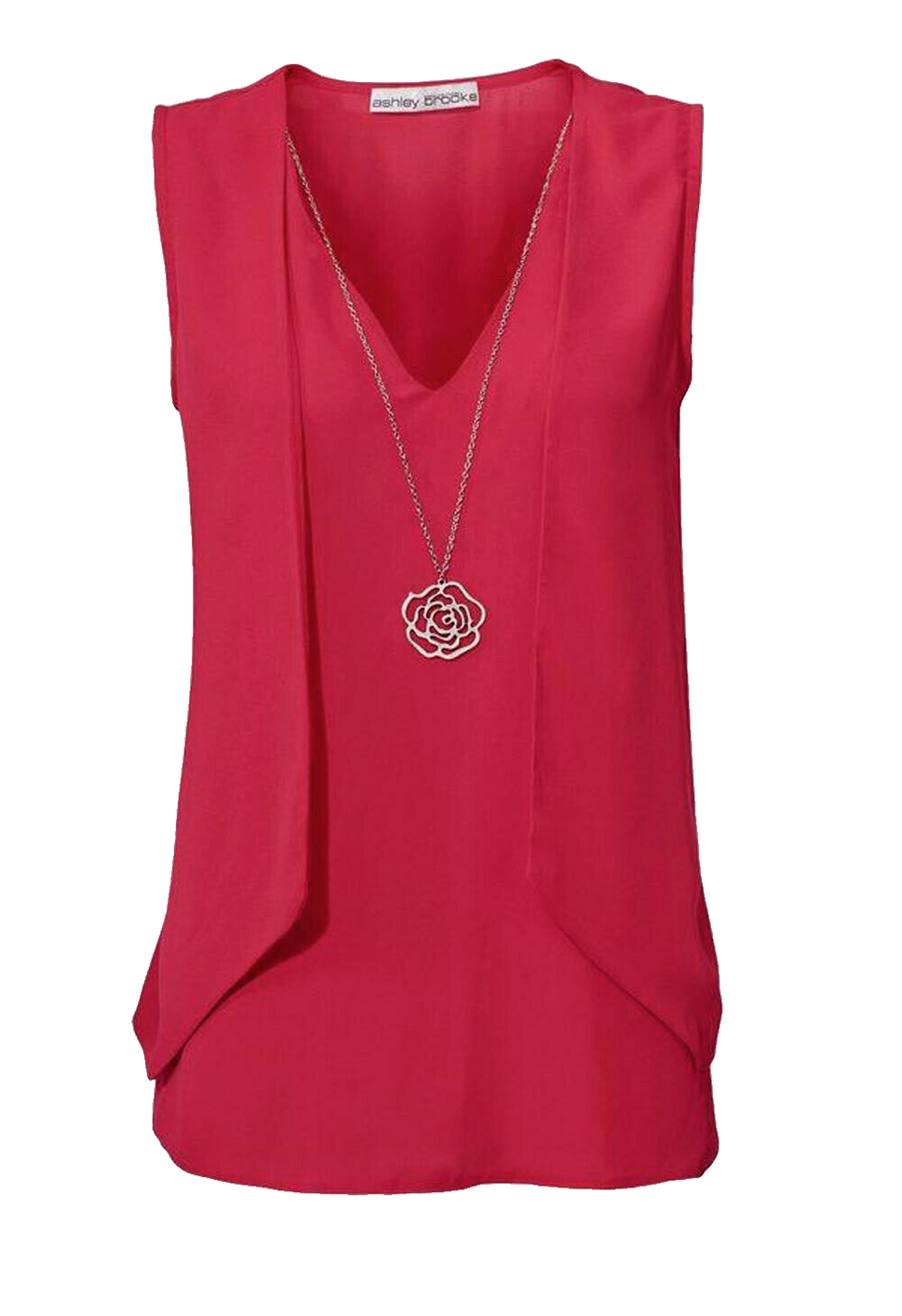 Designer Blusen-Top mit Kette Rose Westen-Look Gr.36-44