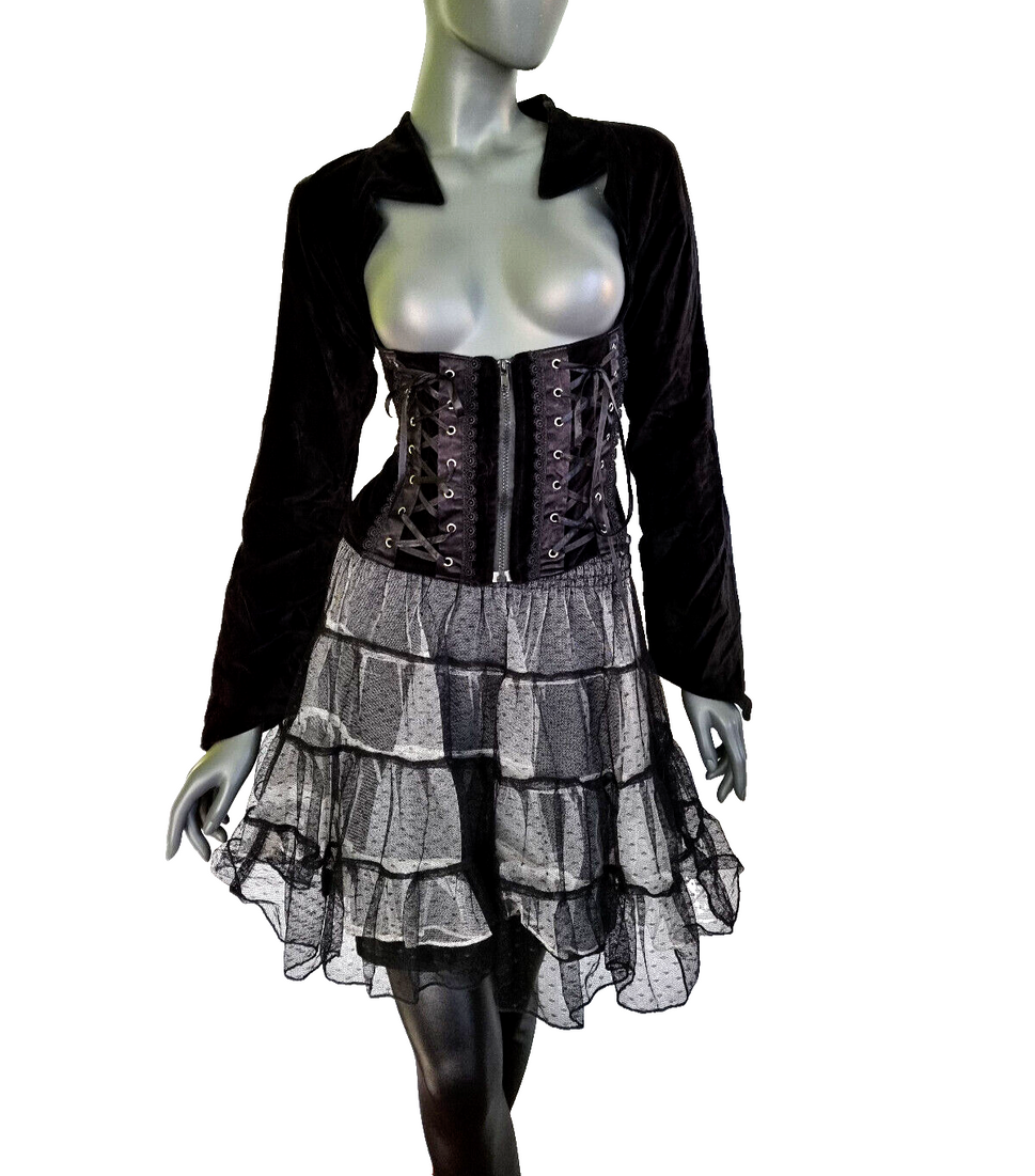 Samtjacke Miederjacke Corsagenlook Blazer underbust Steampunk Gothic Gr. 34/36