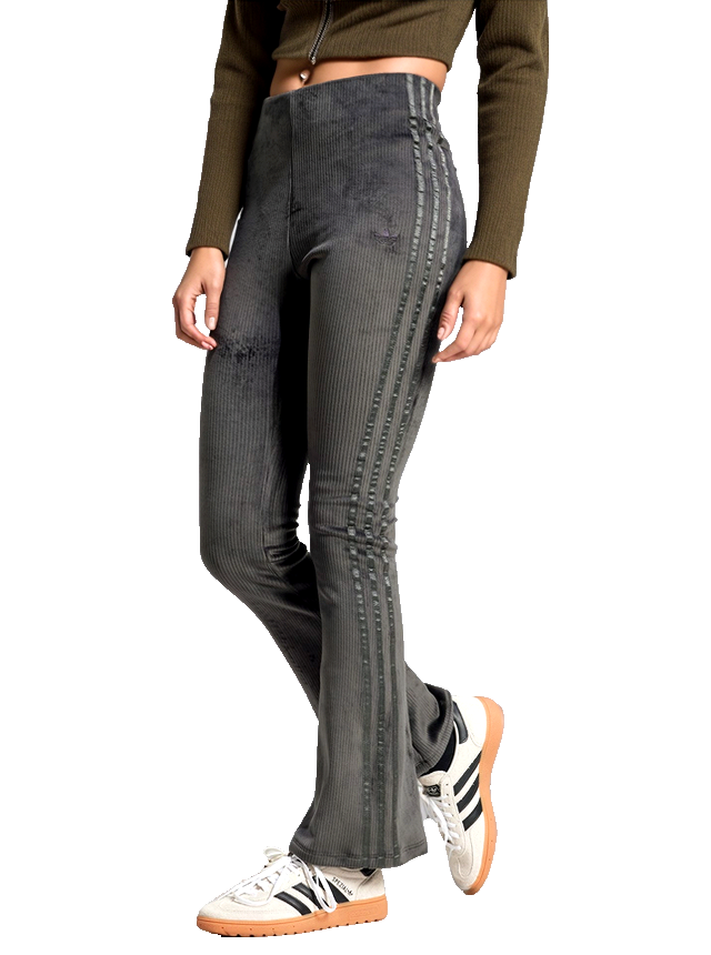 Adidas Rib Pants Flared Leggings grau Freizeithose Gr. S /34-36