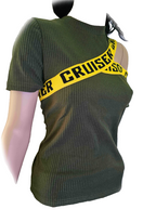 Zeige Bild Stretchshirt Cut Out Ripp-Shirt oliv Gr.36/38 2