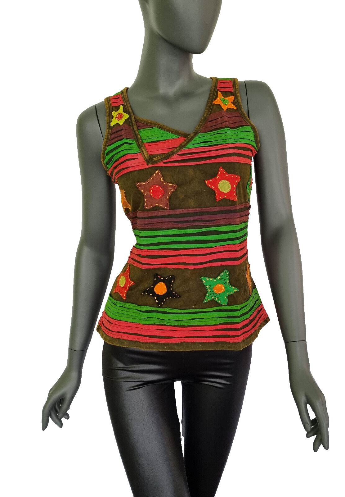 Razor Cut Damen Top Ethno Nepal Flower Hippie Boho Gr. 38/40 onesize