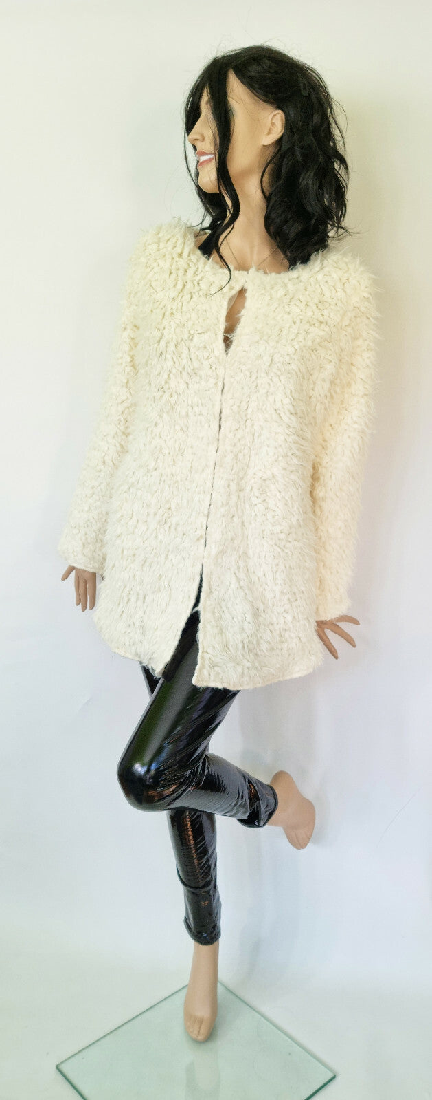 Flauschmantel Soft Übergangsjacke cremeweiss Gr.36-38