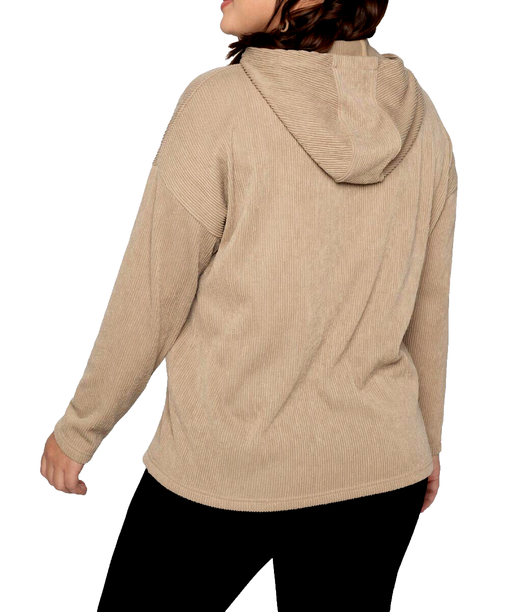 Sheego Longsleeve Struktur Kapuzenshirt Hoodie camel Gr. 44/46