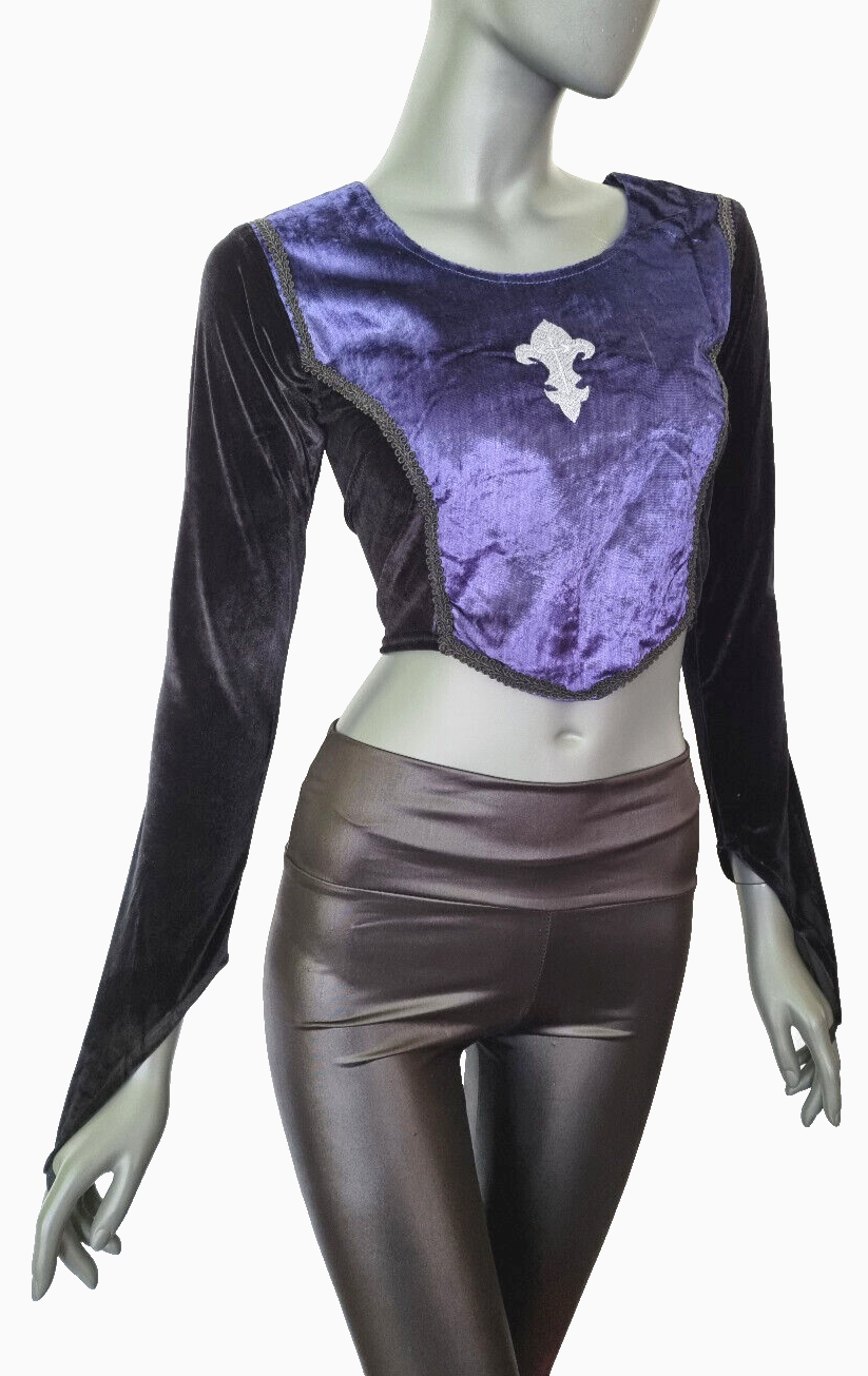 Bäres Corsagen-Top Gothic Cross Samt Stulpenärmel schwarz-blau Gr.36/38