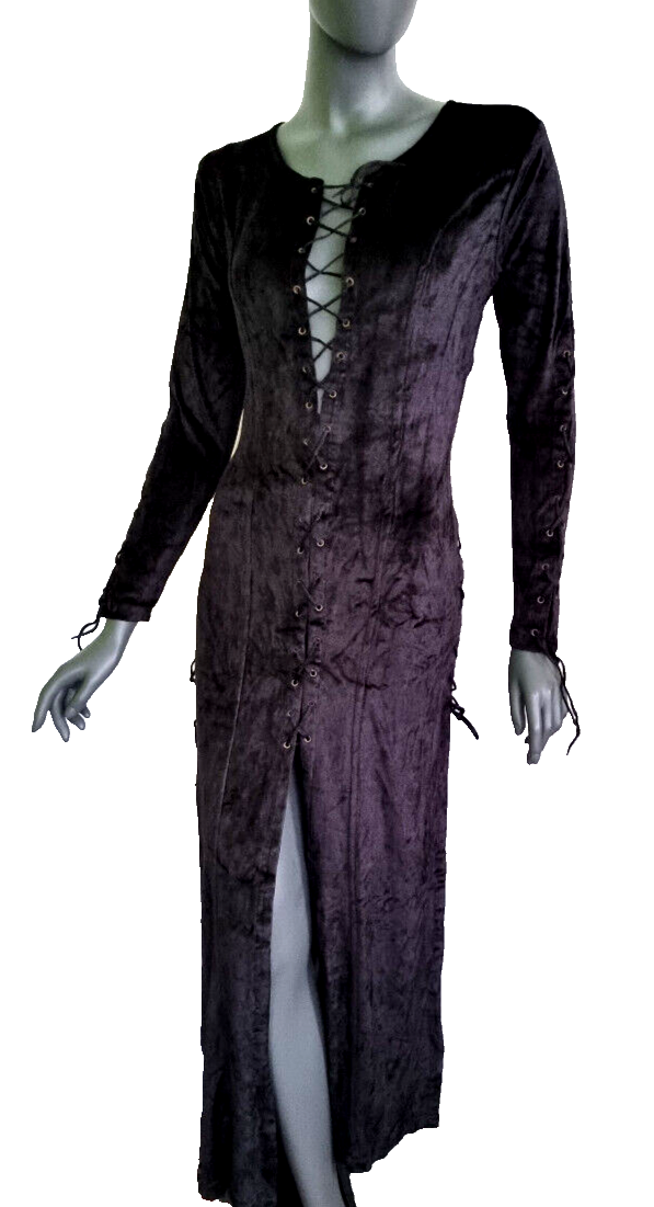 Bäres Gothic  Samtkleid Mantel Maxikleid Mittelalter Gothic Witch  Gr. 36-40