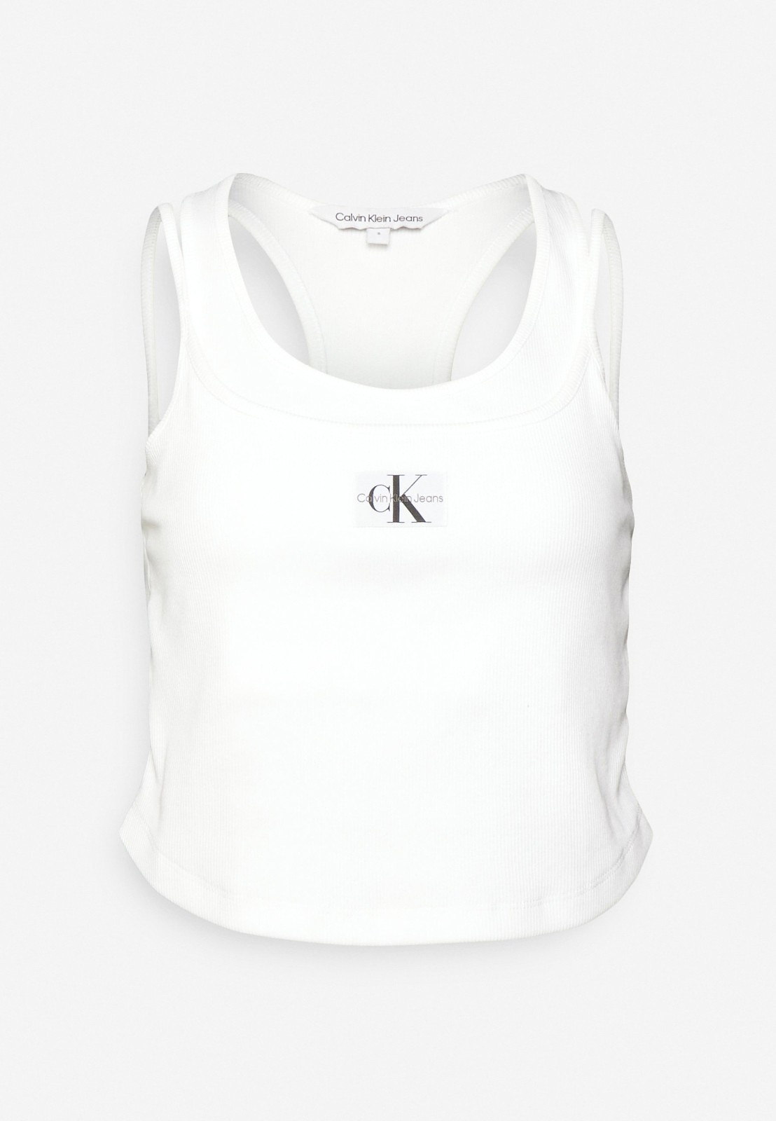 Calvin Klein Badge Rib double Layer Top crop Gr.L