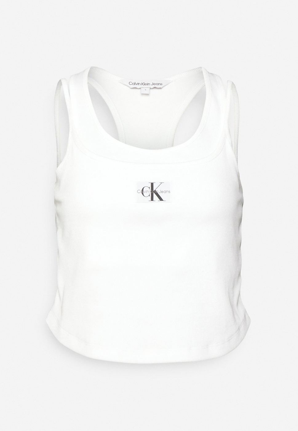 Calvin Klein Badge Rib double Layer Top crop Gr.L