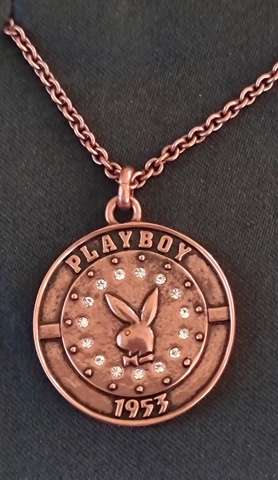 Playboy Medaillonkette mit Strass kupferfarben