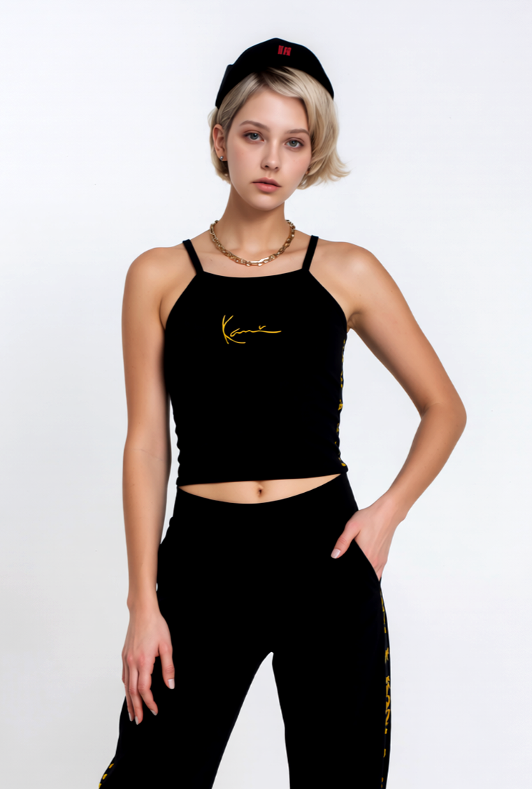 Karl Kani signature Nickisamt short cut Top black gold Gr.XXL/40